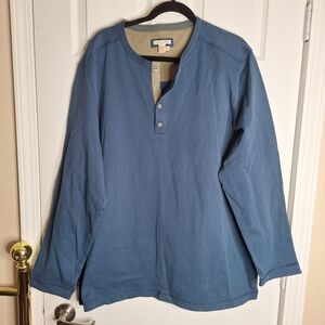 Carbon2cobalt Men's Classic Blue Long Sleeve Henley Size XXL tall